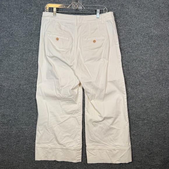 Anthropologie Pants Womens‎ 10 White Chinos Wide Leg Cropped Pockets Flaw - Picture 5 of 8